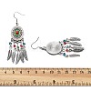 Oval & Feather Alloy Glass Chandelier Earrings EJEW-G426-02AS-5