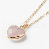 Mixed Natural Gemstone Heart Pendant Necklaces NJEW-JN03491-3