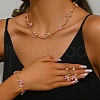 Flower Alloy Rhinestone Link Chain Necklaces & Bracelets & Stud Dangle Earrings Sets FS-WG778CB-01-3