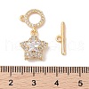 Golden Brass Micro Pave Clear Cubic Zirconia Toggle Clasps KK-B100-040G-01-4