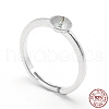 Anti-Tarnish Rhodium Plated 925 Sterling Silver Finger Ring Components STER-E060-15P-6