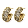Brass Micro Pave Clear Cubic Zirconia Stud Earrings EJEW-F373-08G-4
