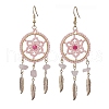 304 Stainless Steel with Glass Dangle with Natural Agate Stud Earring EJEW-MZ00185-01-1