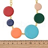 Summer 304 Stainless Steel Colorful Enamel Flat Round Link Chain Necklaces NJEW-S452-01G-3