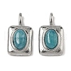 304 Stainless Steel Pave Dyed Natural White Jade Rectangle with Oval Charms STAS-L022-516P-05-1