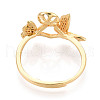 Butterfly Brass Micro Pave Clear Cubic Zirconia Adjustable Ring Settings KK-T076-30G-3