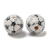 Spray Painted Wood European Beads with Rhinestone RESI-C038-03E-2