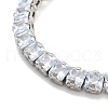 Brass Pave Clear Cubic Zirconia Square Link Bracelets BJEW-B094-09P-2