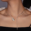Snake Brass Crystal Rhinestone Lariat Necklaces for Women FS-WG9EF43-01-1
