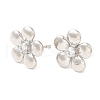 Brass Flower Stud Earrings with Clear Cubic Zirconia EJEW-Q770-10P-1