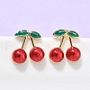 Brass Enamel Stud Earrings EJEW-Q017-01A-G-1