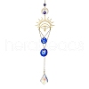 Sun Brass & Handmade Lampwork Evil Eye Hanging Ornaments HJEW-JM02024-1