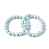 Round Natural Hemimorphite Beaded Stretch Bracelets for Men Women BJEW-B136-01C-4