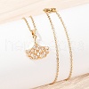 Ginkgo Leaf Brass Micro Pave Cubic Zirconia Pendant Neckalces NJEW-C076-26G-3