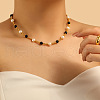Natural Freshwater Pearl & Round Natural Black Obsidian Beaded Necklaces for Women UY6642-1
