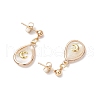 Brass Natural Paua Shell Teardrop Dangle Stud Earrings EJEW-JE06408-01-4