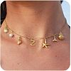 Summer Brass Initial Letter Starfish Shell Shaped Pendant Bib Necklaces for Women FS-WGBCAD2-10-1
