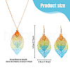 FIBLOOM 2 Sets 2 Colors Filigree Leaf Pendant Neclace & Dangle Earrings SJEW-FI0001-03-2
