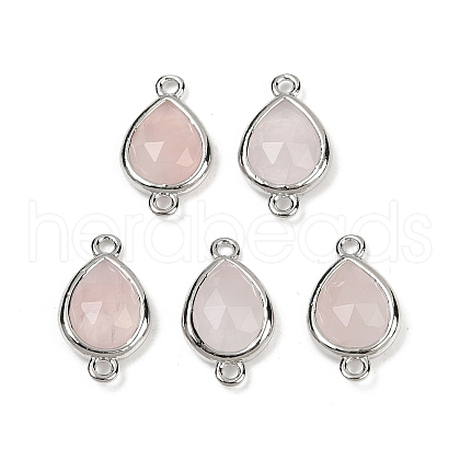 Natural Rose Quartz Faceted Connector Charms G-L514-048G-10-1