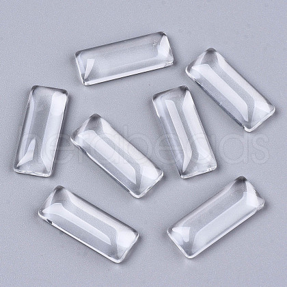 Transparent Rectangle Glass Cabochons GGLA-R025-25x10-1