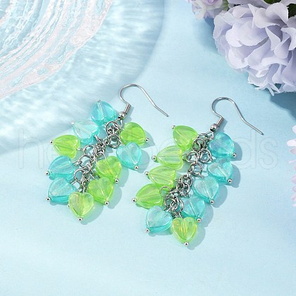 Heart Transparent Acrylic Dangle Earrings EJEW-JE06365-01-1