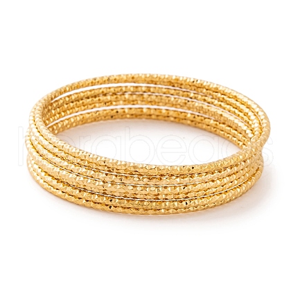 7Pcs PVD Vacuum Plating 304 Stainless Steel Textured Bangles Set for Women BJEW-A011-12A-G-1
