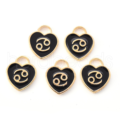Light Gold Plated Alloy Enamel Pendants ENAM-R136-30-20-1