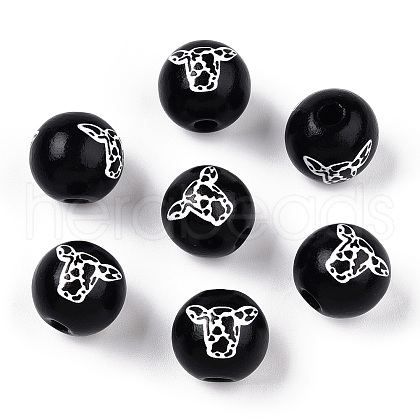 Spray Painted Natural Wood European Beads WOOD-TAC0002-81A-1