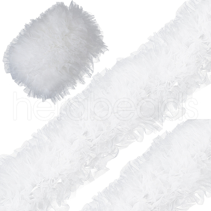 CABODYALS 3 Yards Polyester Pleated Lace Trim OCOR-CY0001-02B-1
