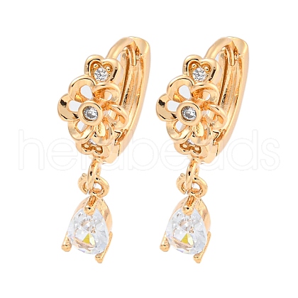 Brass Micro Pave Clear Cubic Zirconia Hoop Earrings EJEW-A107-10B-KCG-1