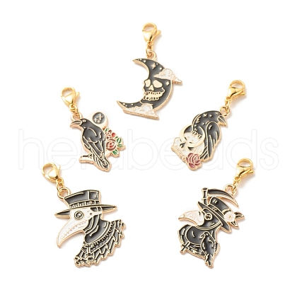 Gothic Style Alloy Enamel Pendant Decorations HJEW-JM00635-1