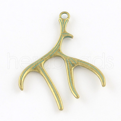 Deer Antler Zinc Alloy Big Pendants X-PALLOY-R065-075-FF-1