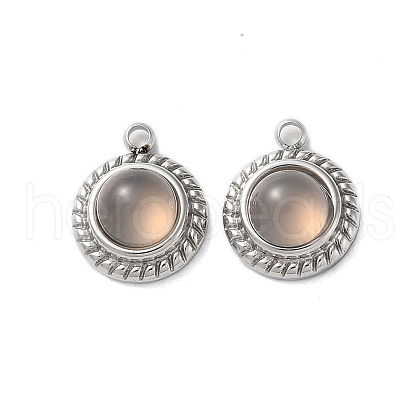Natural Grey Agate Half Round Charms STAS-L022-399P-04-1
