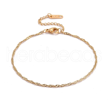 304 Stainless Steel Singapore Chain Bracelets BJEW-JB06269-1