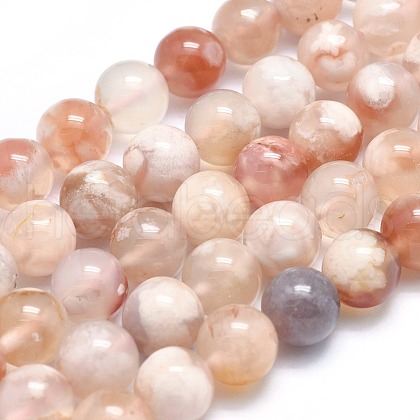 Natural Cherry Blossom Agate Beads Strands G-I213-23-8mm-1