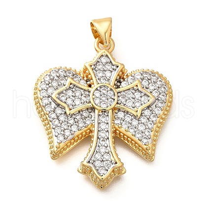 Brass Micro Pave Cubic Zirconia Pendants KK-B128-09G-1