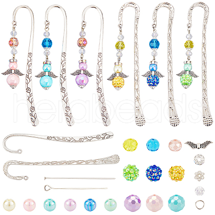 SUNNYCLUE DIY Angel Resin Rhinestone & Alloy Bookmarks Making Kits DIY-SC0027-21-1
