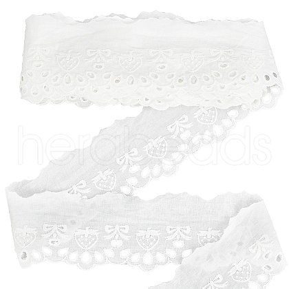 FINGERINSPIRE 7.5 Yards Cotton Strawberry & Bowknot Embroidery Lace Ribbon OCOR-FG0002-53B-1