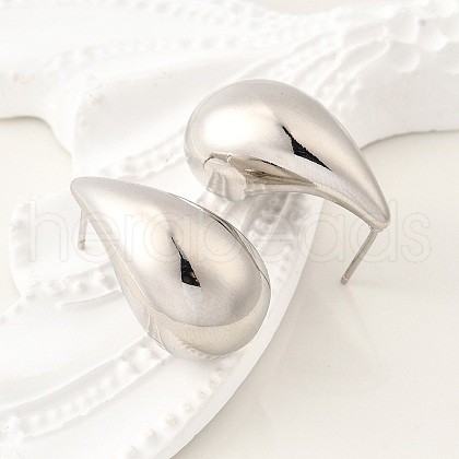 Rack Plating Brass Twist Teardrop Stud Earrings for Women EJEW-K247-02P-1