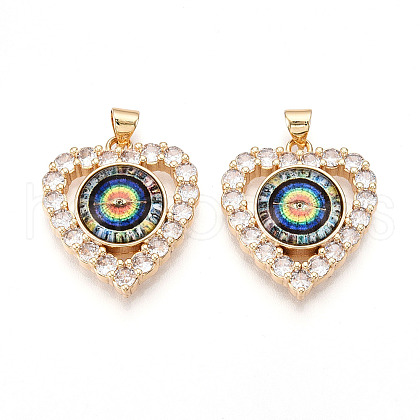 Brass Micro Pave Clear Cubic Zirconia Pendants for Women KK-T070-93A-02-1