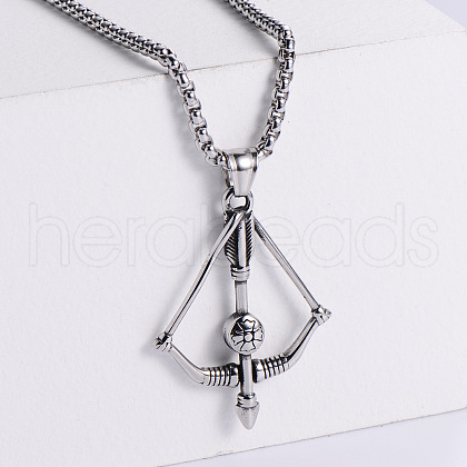 Stainless Steel Vintage Bow and Arrow Pendant Necklaces QY4910-3-1