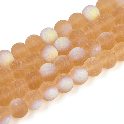 Frosted Transparent Glass Beads Strands GLAA-T032-T8mm-MBB08-1