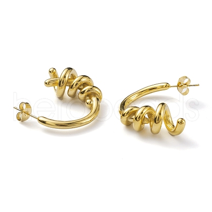 Ion Plating(IP) 304 Stainless Steel Spiral Wire Wrap Stud Earrings for Women EJEW-K244-16G-1