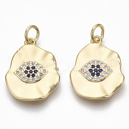 Brass Micro Pave Cubic Zirconia Pendants KK-S356-023G-NF-1