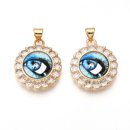 Brass Micro Pave Clear Cubic Zirconia Pendants for Women KK-T070-92A-04-1