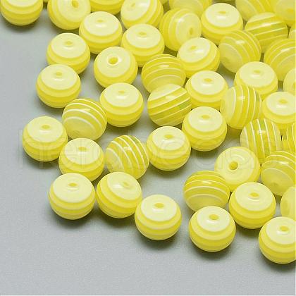 Transparent Stripe Resin Beads RESI-S345-6mm-12-1