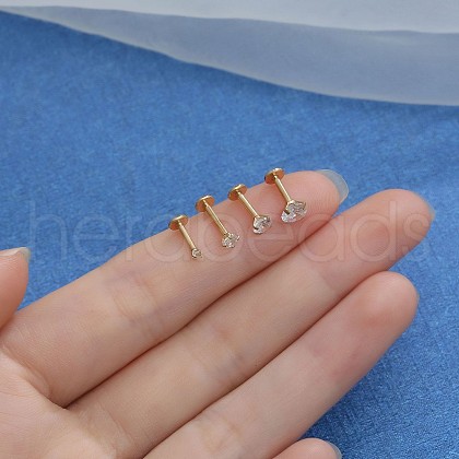 G23 Stainless Steel Clear Cubic Zirconia Threadless Labret Stud WG700A9-22-1