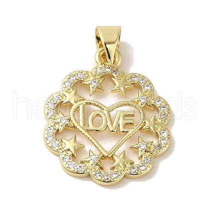 Rack Plating Brass Micro Pave Clear Cubic Zirconia Pendants KK-P267-11D-G-1