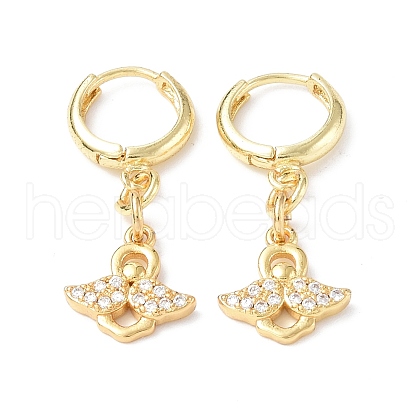 Clear Cubic Zirconia Angel Dangle Hoop Earrings EJEW-B017-07G-1