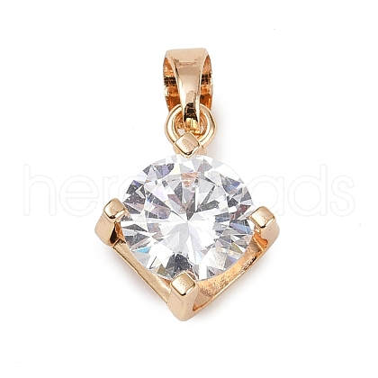 Brass Micro Pave Cubic Zirconia Pendants X-KK-E795-29KCG-04-1